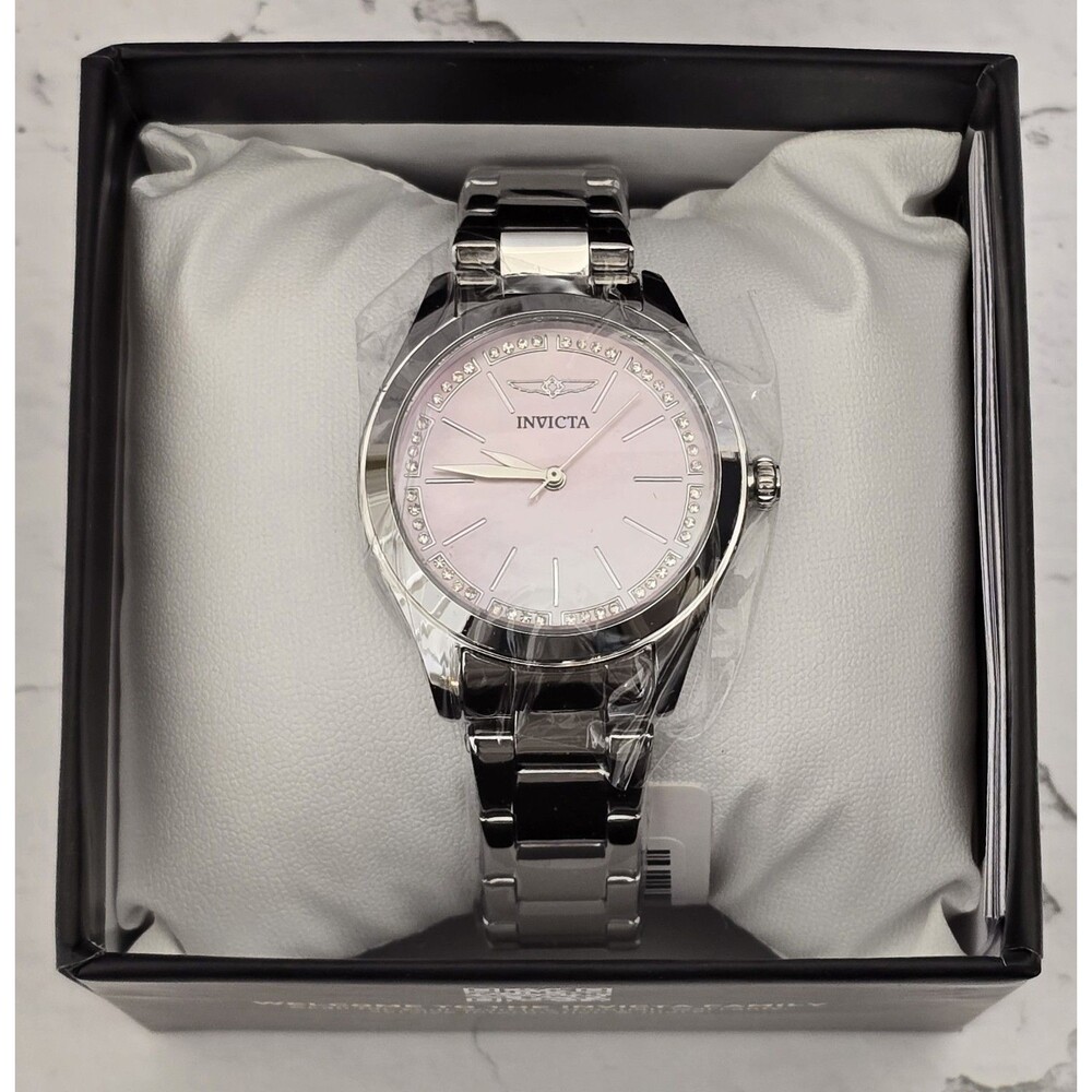 Invicta Celestial 70415 Women’s Pink Dial Silver Tone Watch 33mm Brand New